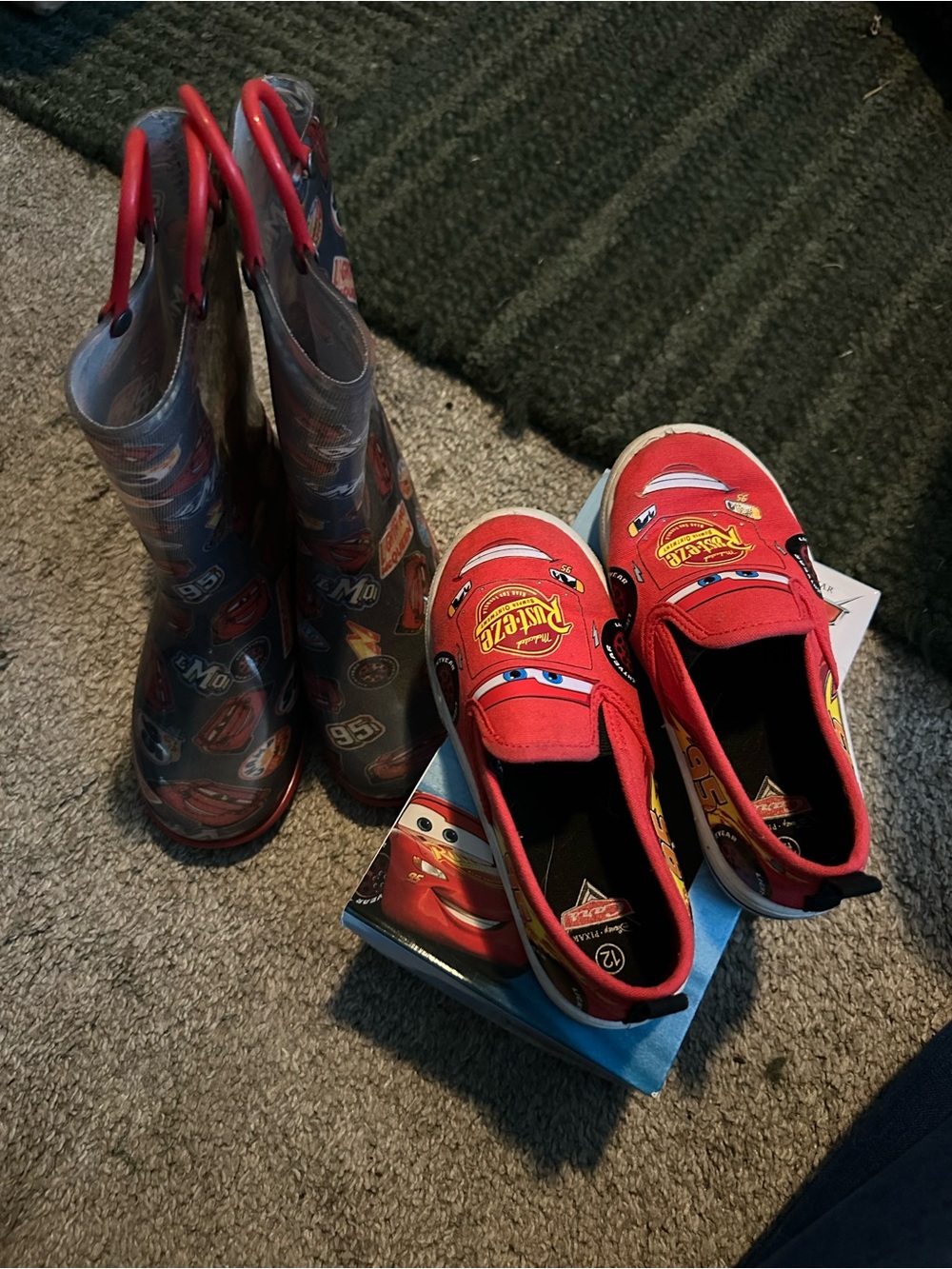 Cars Lightning McQueen Red Kids Slip-On Sneakers & Rain Boots